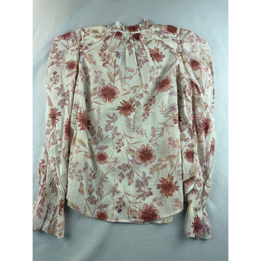 Free People Floral Blouse XS Bohemian‎ Button Front Long Sleeve Top - Picture 8 of 8